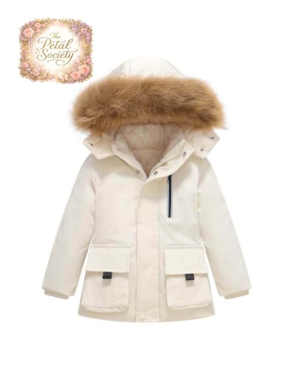 Kids Puffer Winter Coat Fleece Lined Hooded Jacket Boys Girls